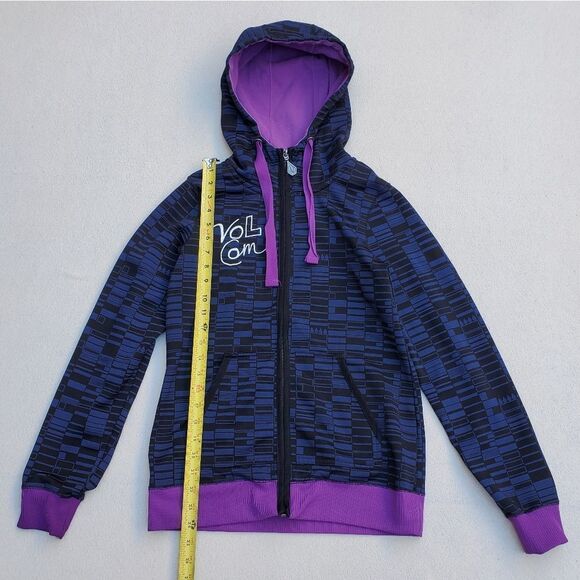 Volcom Black Navy Blue and Purple Hooded Zip-up Lightweight Jacket - Picture 4 of 15